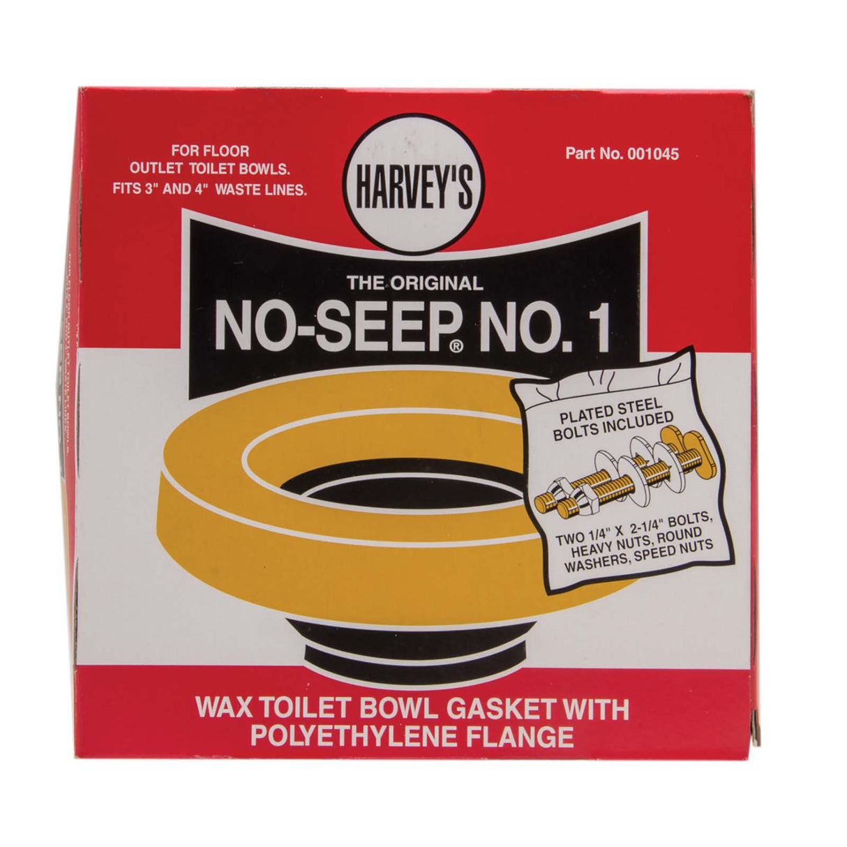 Harvey 001045 Wax Ring w/Sleeve & Brass Plated Closet Bolts