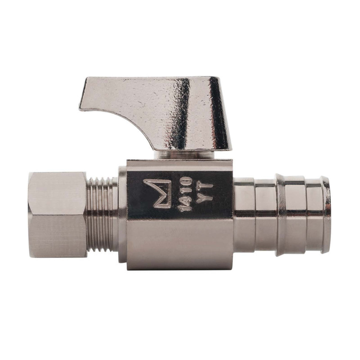 1/2" x 3/8" PEX (F1960) x Compression 1/4-Turn Straight Stop Valve Brass (Lead Free)
