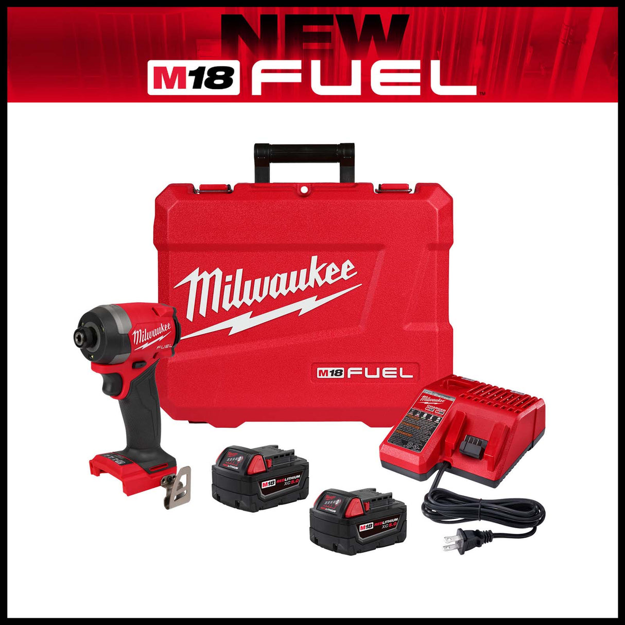 Milwaukee M18 Fuel 2953-22 Hex Impact Driver Kit, 1/4" Hex