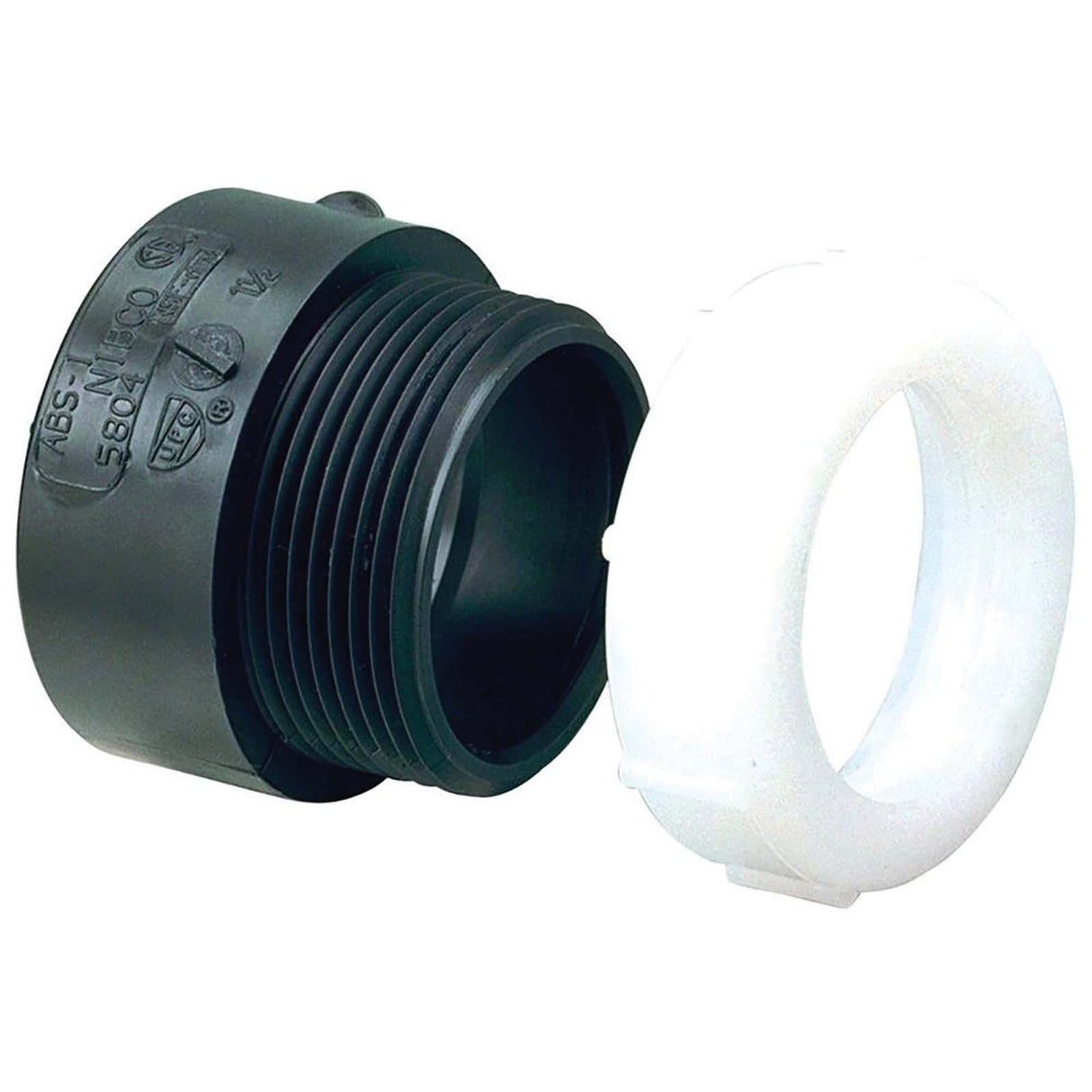 NIBCO I018050 1-1/2 x 1-1/2" Hub x Slip-Joint SCH 40 DWV Trap Adapter ABS Black