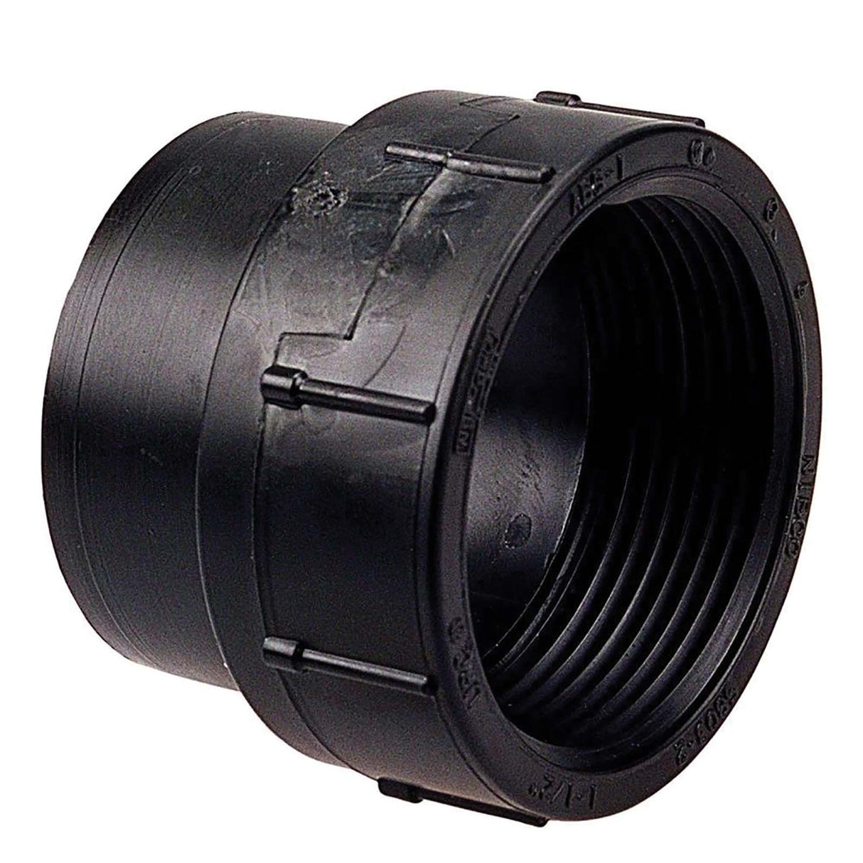 NIBCO I026150 2 x 2" Spigot x FIPT SCH 40 DWV Cleanout Adapter ABS Black