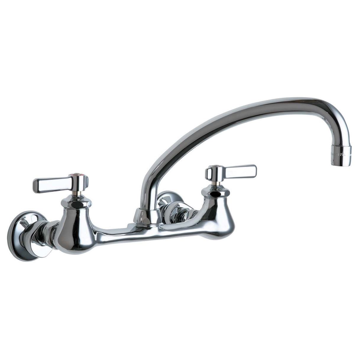 Chicago Faucets 540-LDL9ABCP Wall Mounted Widespread Universal Hot and Cold Water Sink Faucet with 8" Centers, Lever Handles