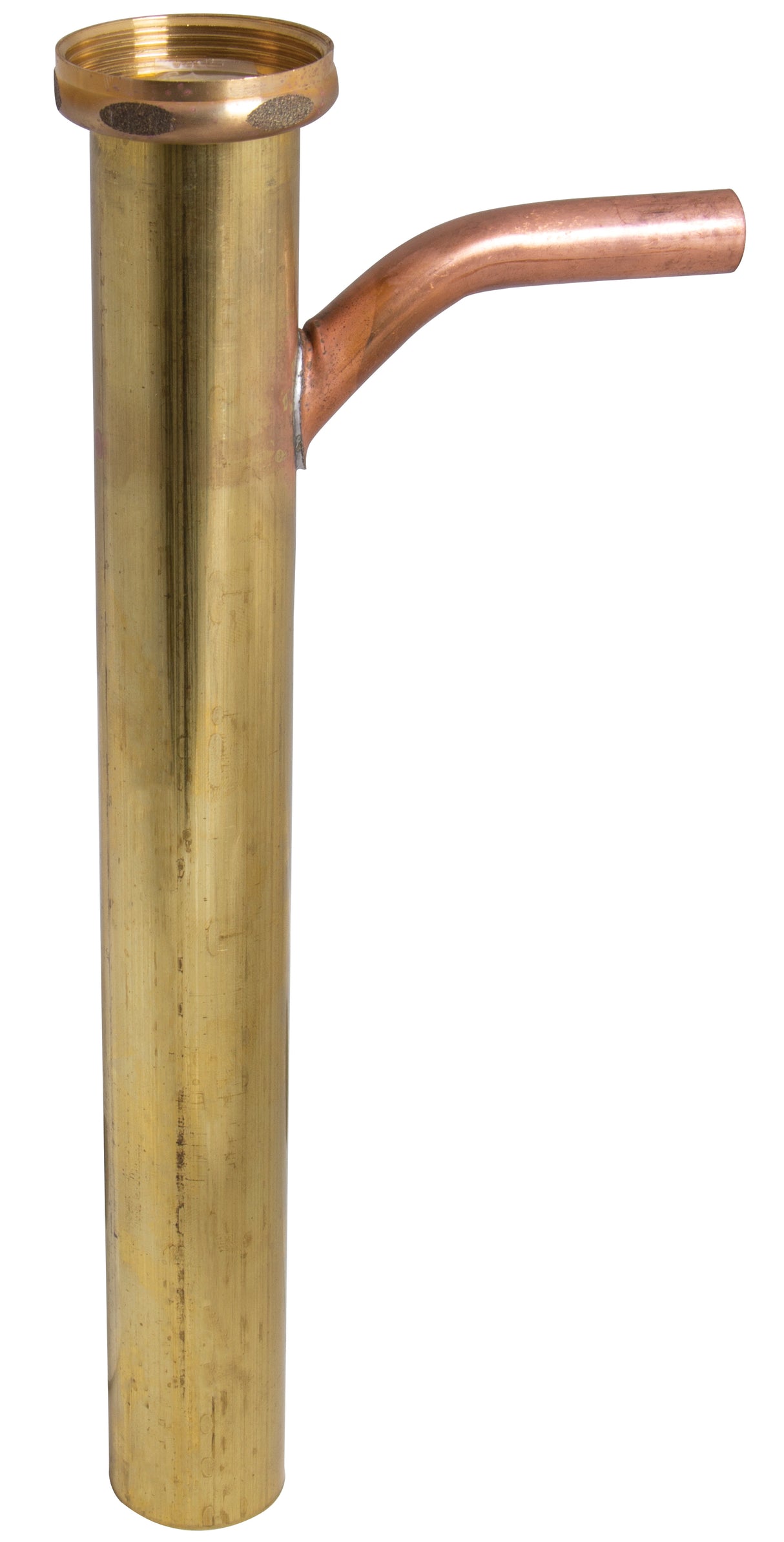 1-1/2" x 12" 22 Gauge Direct Connect Extra Long Dishwasher Tailpiece Brass with 1/2" CTS copper branch