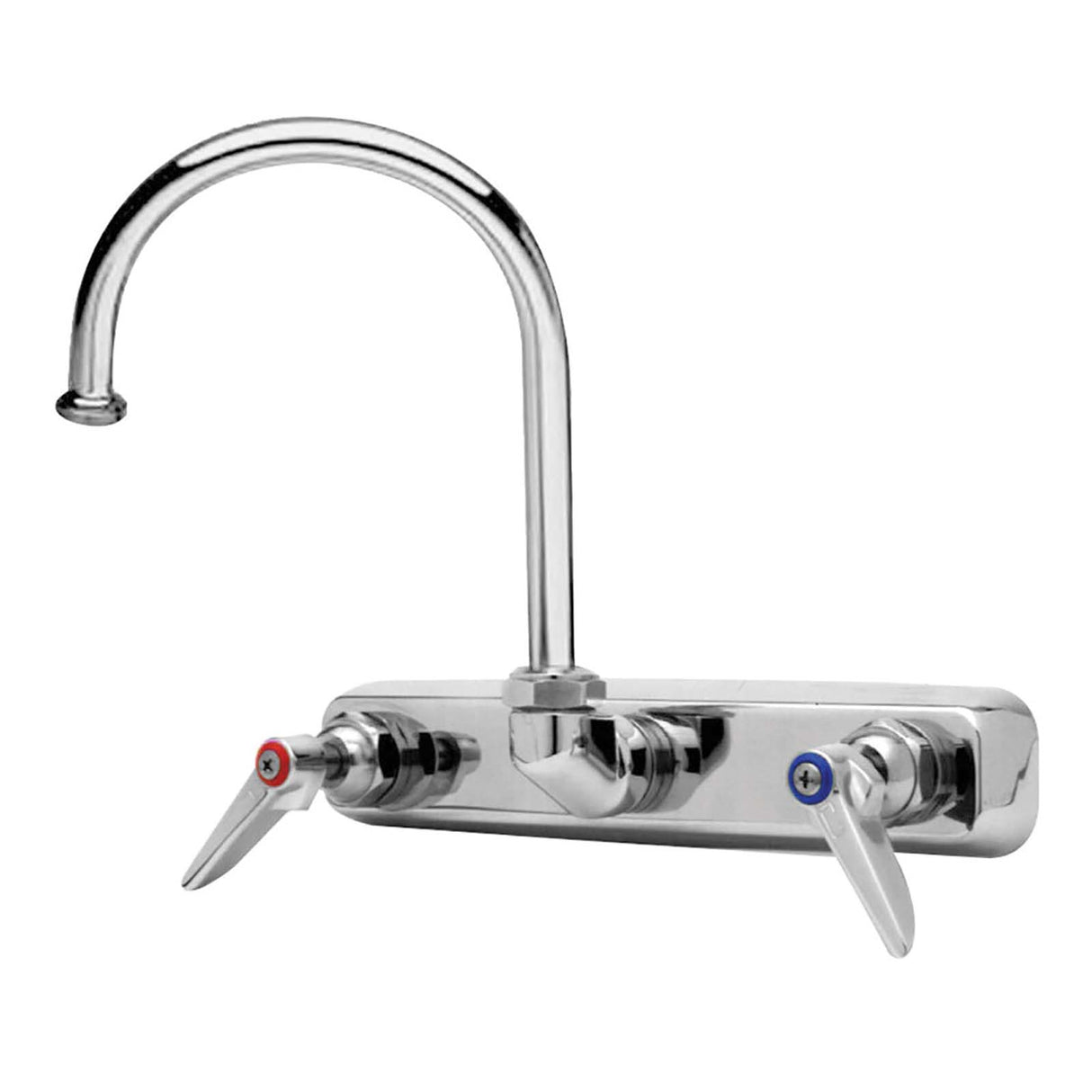 T&S Brass B-1147 8" Wall Mount Two Handle Commercial Faucet, Less Spray, Chrome