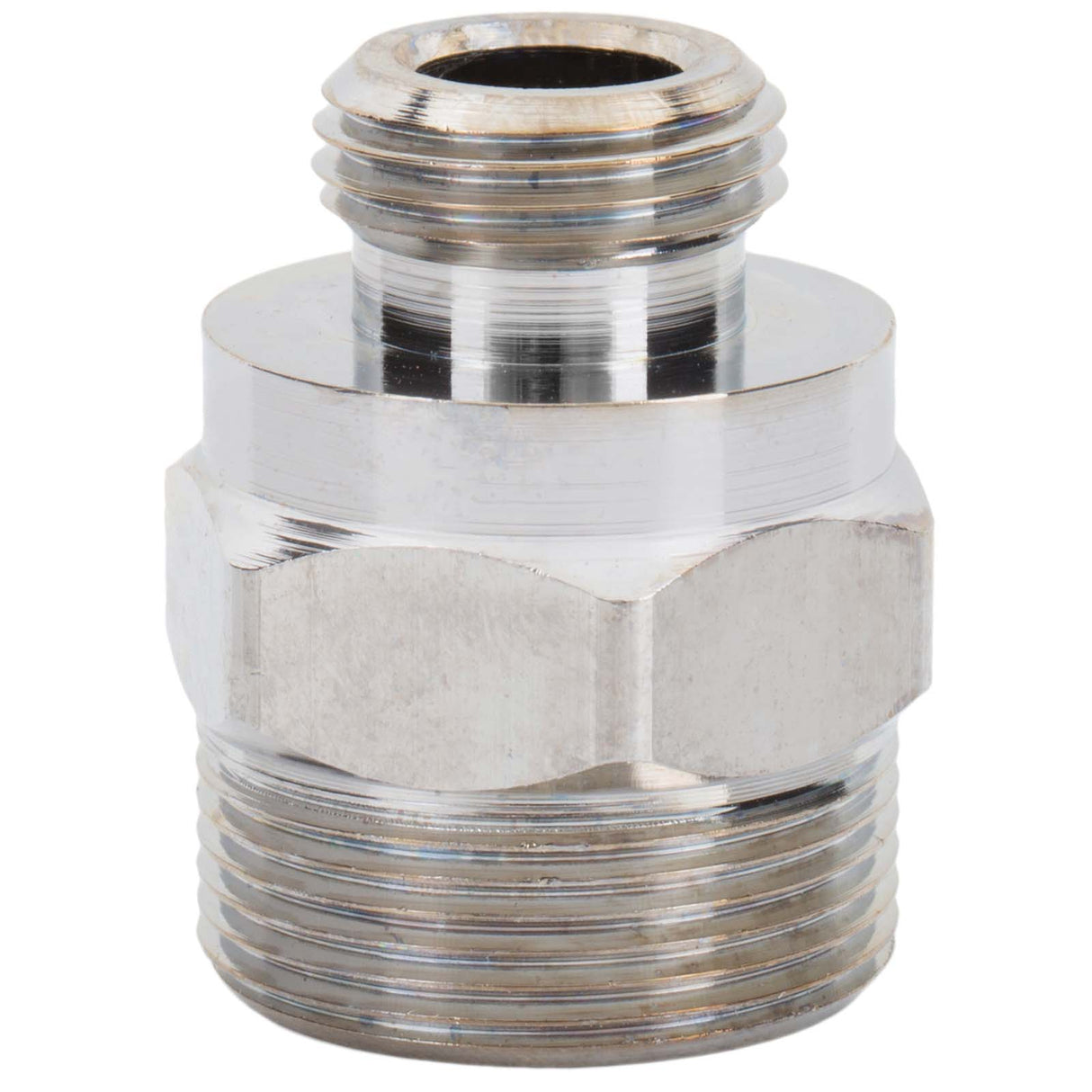 T&S B-0412-M Polished Chrome Plated Brass Rigid to Swivel Conversion Adapter, 1-20 UN Male Swivel x 3/8" MNPT