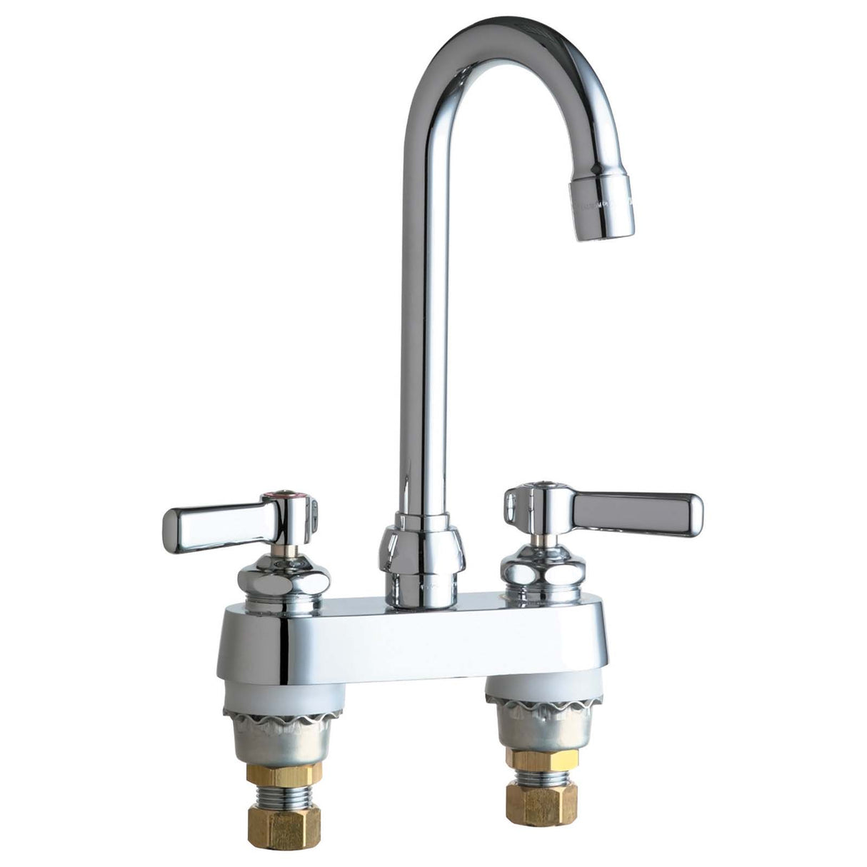 Chicago Faucets 895-ABCP Brass Deck Mount 4" Centerset Hot and Cold Water Sink Faucet, 2.2 gpm, Chrome