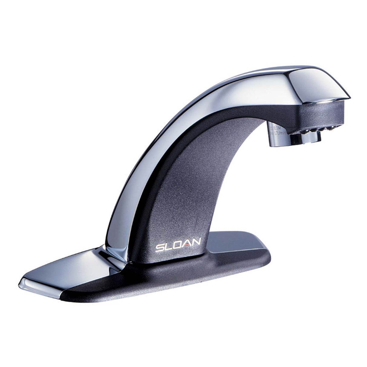 Optima Battery Powered, Deck Mounted, IR Faucet, Fiber Optic Cable, 0.5 gpm, Single Hole, 4" Trim Plate, Chrome