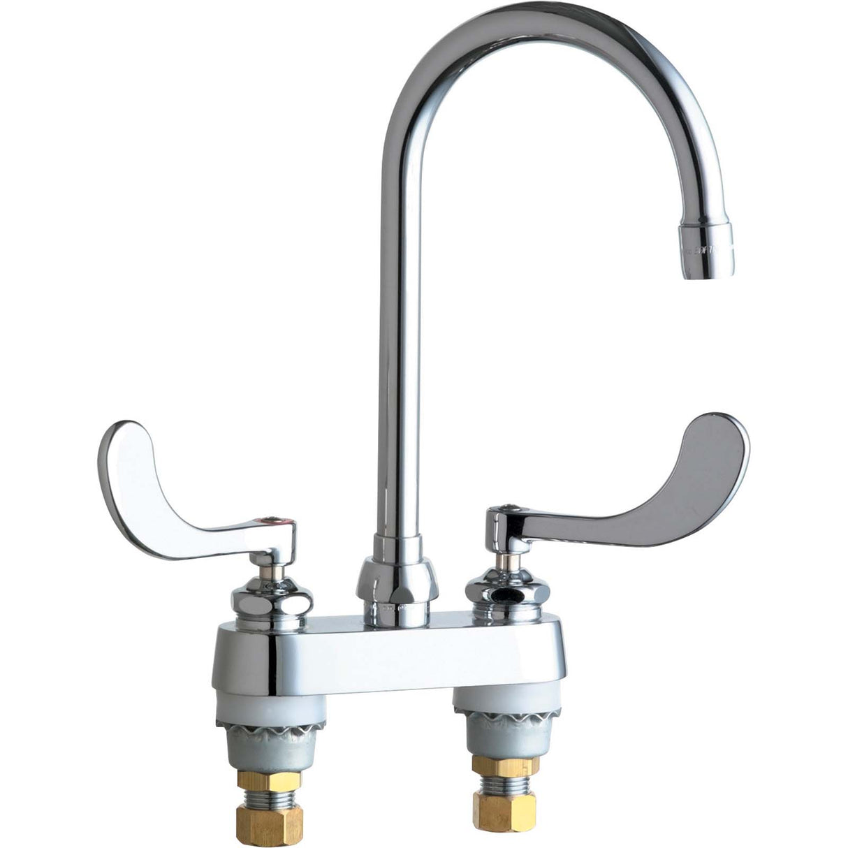 Brass Deck Mount 4" Centerset Hot and Cold Water Sink Faucet, 2.2 GPM, Chrome