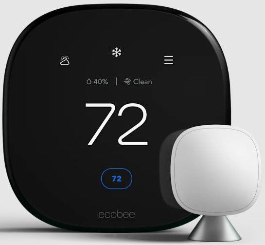 Ecobee EB-STATE6P-01 Smart Thermostat Premium, Wi-Fi, Touchscreen, 2H/2C, 4HP/2C, with Room Sensor, Wire Extender, Built-In Smart Occupancy Sensor and Smart Speaker