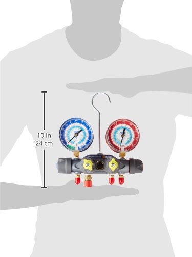 Yellow Jacket 49983 Manifold Only Degrees F, psi Scale, R-22/134A/404A Refrigerant, Red/Blue Gauges