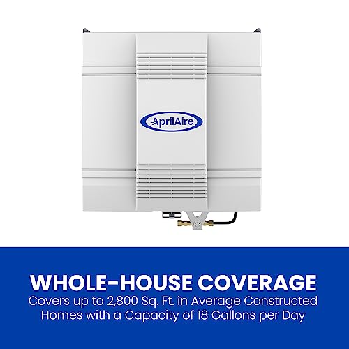 AprilAire 700 Whole Home Humidifier, Automatic Fan Powered Furnace Humidifier, Large Capacity Whole House Humidifier for Homes up to 5,300 Sq. Ft., White