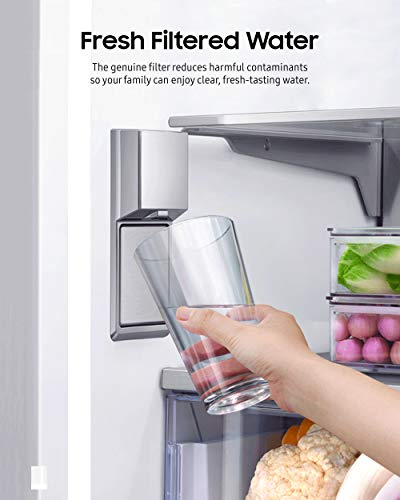 SAMSUNG Genuine Filter for Refrigerator Water and Ice, Carbon Block Filtration, Reduces 99% of Harmful Contaminants for Clean, Clear Drinking Water, 6-Month Life, HAF-QIN/EXP, 1 Pack