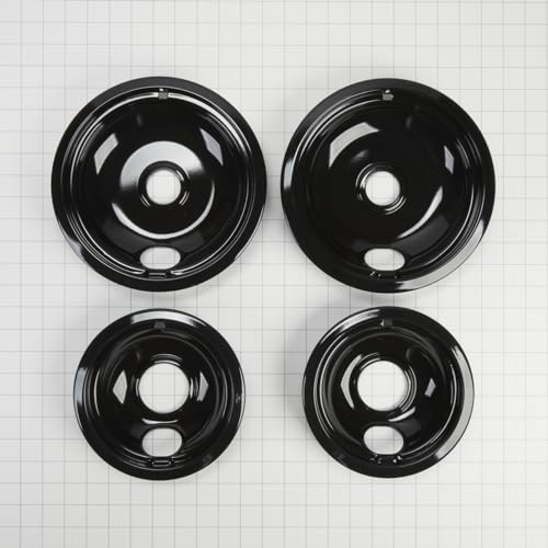 Whirlpool W10288051 Genuine OEM Burner Drip Bowls For Ranges, Black – Replaces 874987, 4396070, 4396072, AH2377787, EA2377787, PS2377787