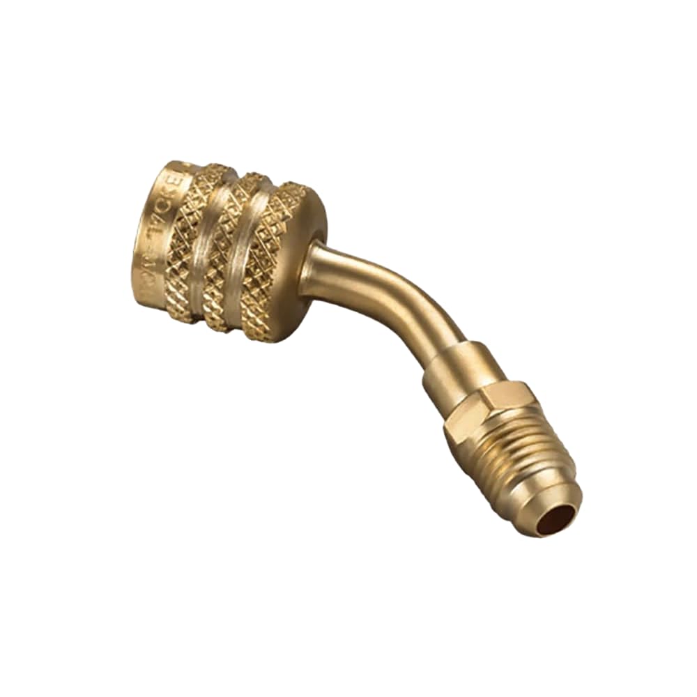 Yellow Jacket 19180 1/4" Hose Adapter for Left-Handed A2L Refrigerant Tanks - Female LH to Male RH Angled Fitting