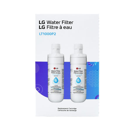 LG LT1000P2 6-Month / 200 Gallon Refrigerator Replacement Water Filter, 2 Count (Pack of 1), White.