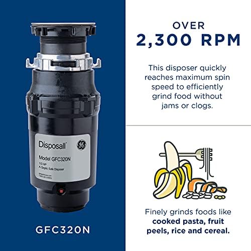 GE GFC320N Continuous Feed Garbage Disposal, 1/3 Horsepower