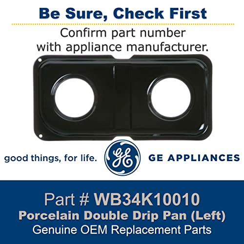 GE WB34K10010 Genuine OEM Porcelain Double Drip Pan (Black)