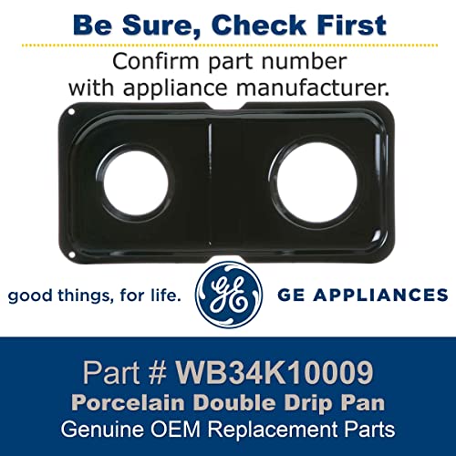 GE WB34K10009 Genuine OEM Porcelain Double Drip Pan (Black)