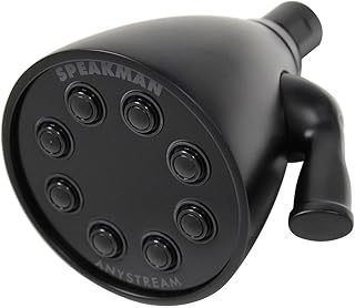 Speakman S-2251-MB Signature Icon Anystream High Pressure Adjustable Solid Brass Shower Head, 2.5 GPM, Matte Black