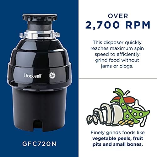 GE GFN720N Continuous Feed Garbage Disposal, 3/4 Horsepower