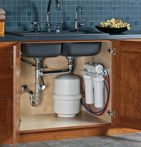 GE GXRM10RBL Reverse Osmosis System & Under Sink Water Filter Faucet & Easy Install Kit