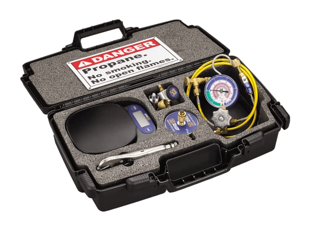 Yellow Jacket 61001 Hydrocarbon System Charging Kit for R-290, R-600a Scale Gauge and Tools.
