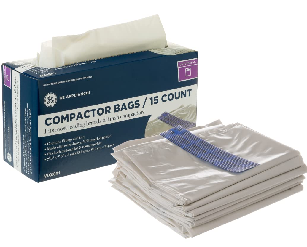 GE WX60X1 Genuine OEM Universal 18 Gallon Heavy Duty Trash Compactor Bags