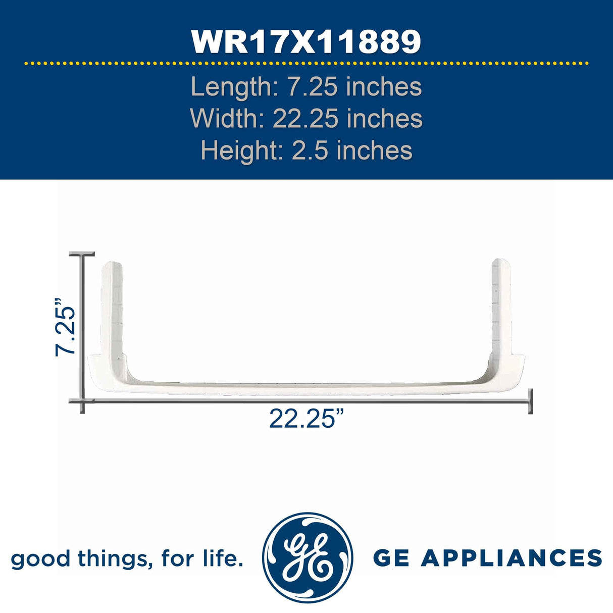 GE WR17X11889 Genuine OEM Door Shelf Bar/Fixed Shelf Bar