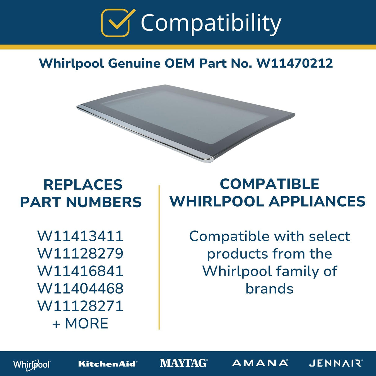 Whirlpool W11470212 Genuine OEM Top Load Washer Lid