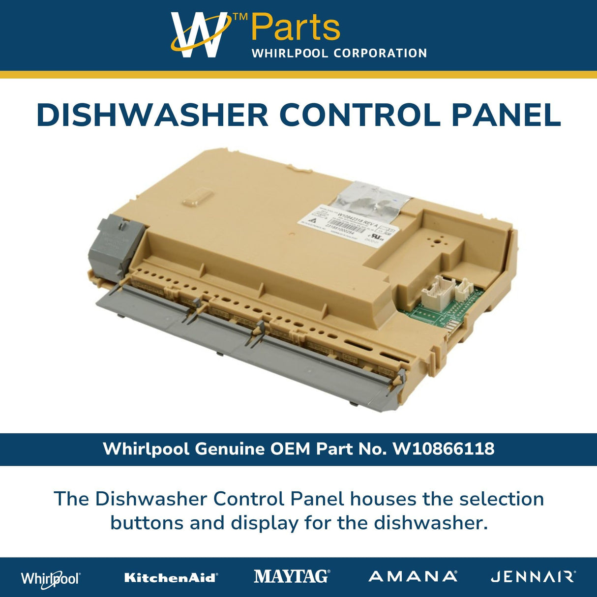 Whirlpool W10866118 Genuine OEM Dishwasher Control Panel