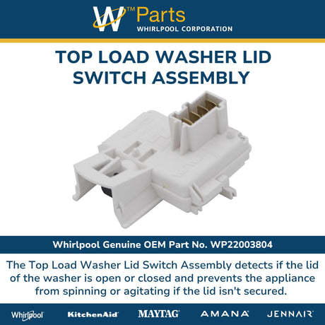 Whirlpool WP22003804 Genuine OEM Top Load Washer Lid Switch Assembly Replacement Part - Replaces 22003804