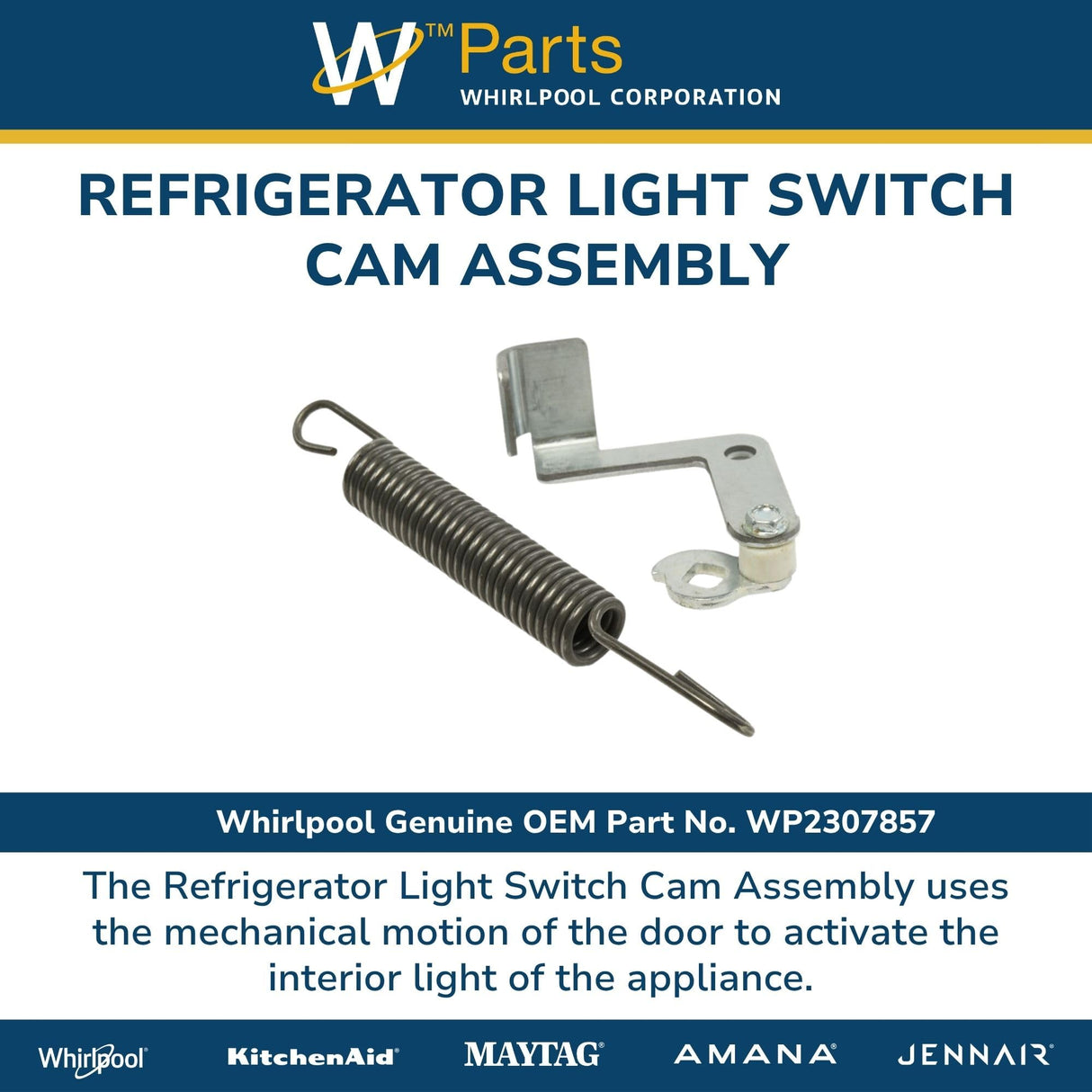 Whirlpool WP2307857 Genuine OEM Refrigerator Light Switch Cam Assembly Replacement Part - Replaces 2302764, 2221095, and 2307857