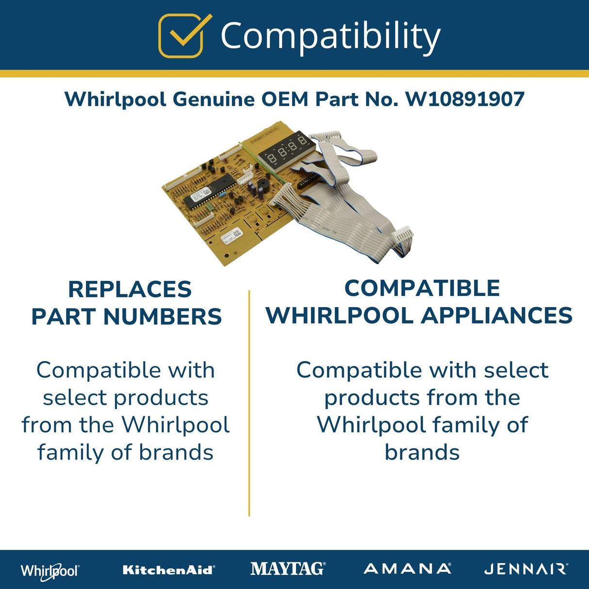 Whirlpool W10891907 Genuine OEM Built-in Combination Oven Control Board Replacement Part