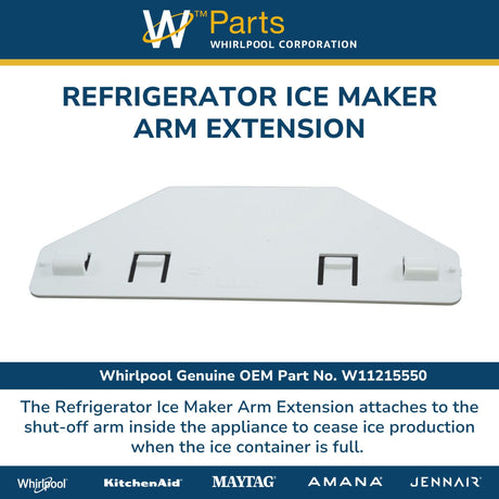 Whirlpool W11215550 Genuine OEM Refrigerator Ice Maker Arm Extension