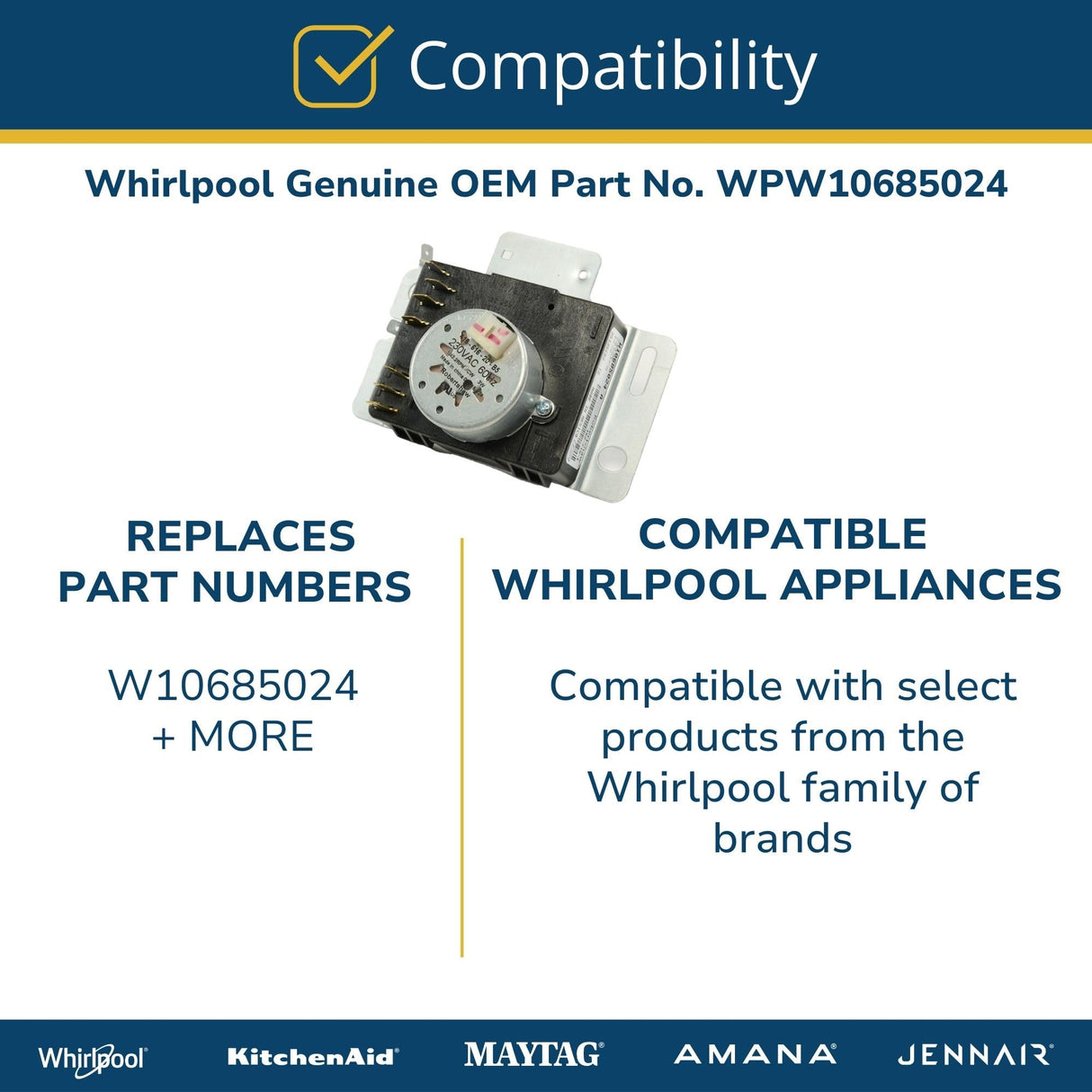 Whirlpool W10685024 Dryer Timer Genuine Original Equipment Manufacturer (OEM) Part