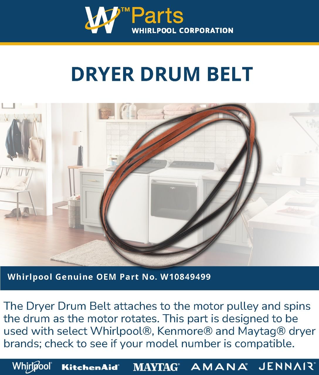 Whirlpool W10849499 Genuine OEM Dryer Drum Belt