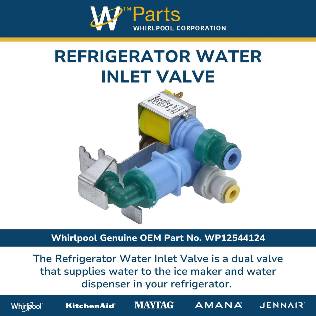 Whirlpool WP12544124 Genuine OEM Refrigerator Water Inlet Valve