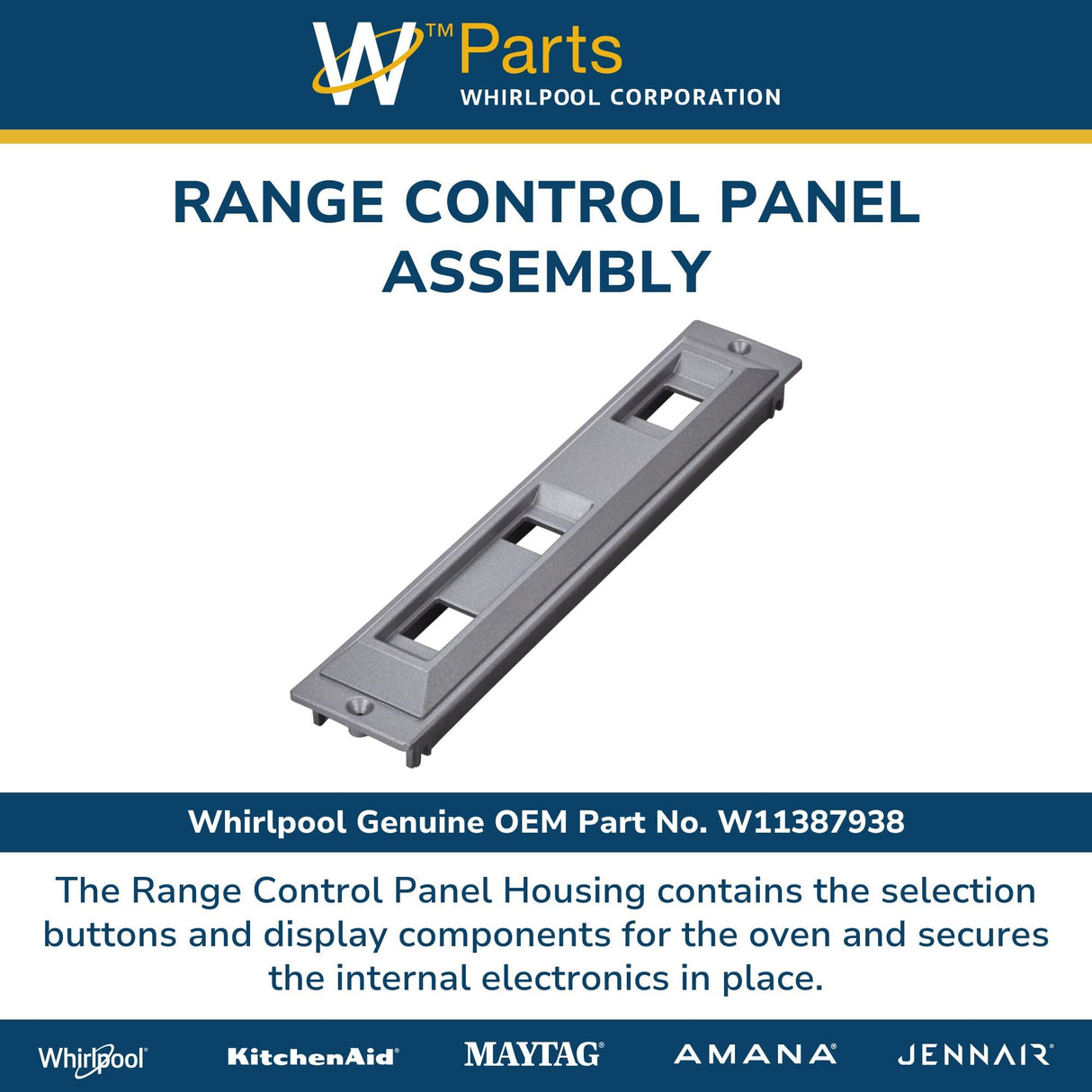 Whirlpool W11387938 OEM Range Control Panel Assembly, Gray