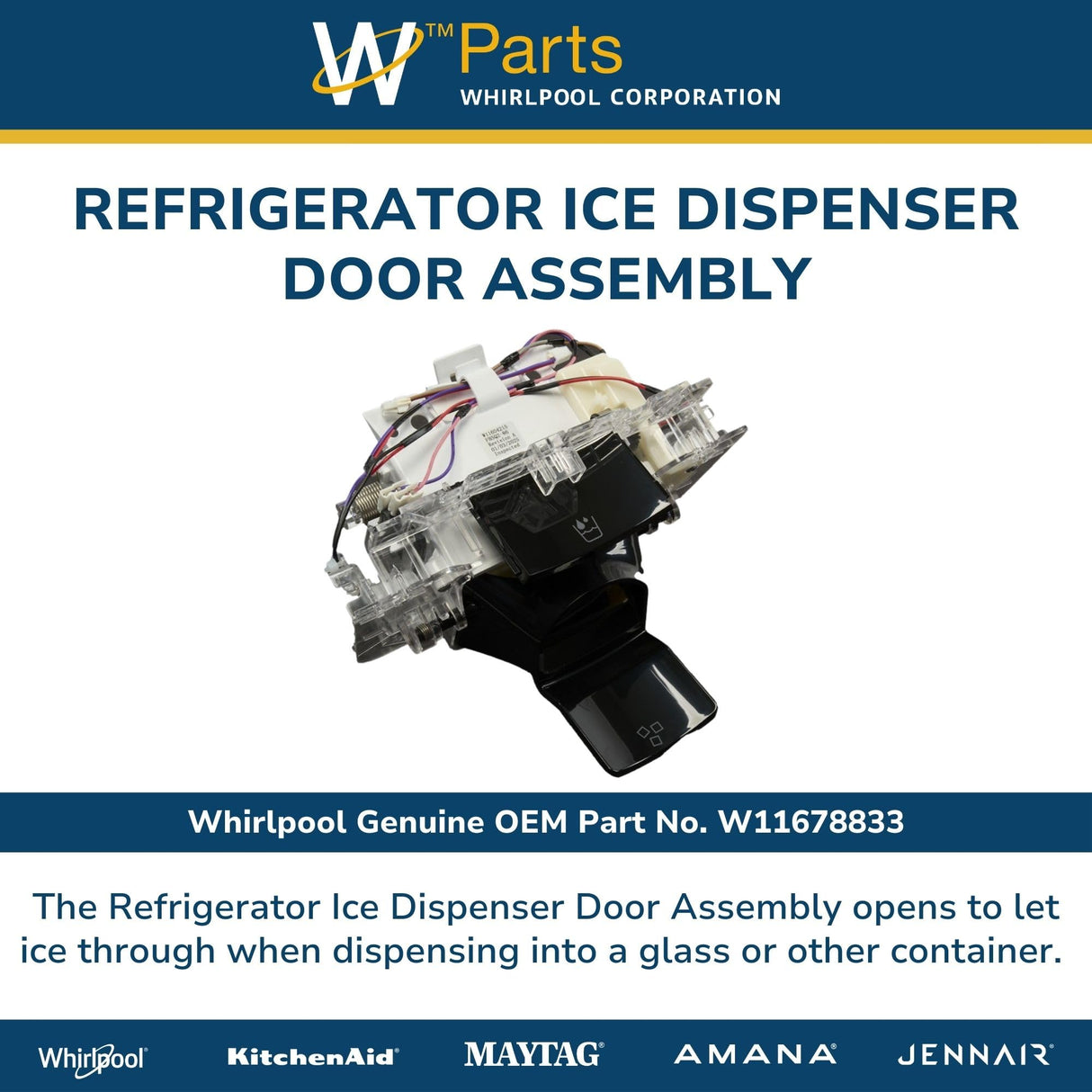 Whirlpool W11678833 Genuine OEM Refrigerator Ice Dispenser Door Assembly