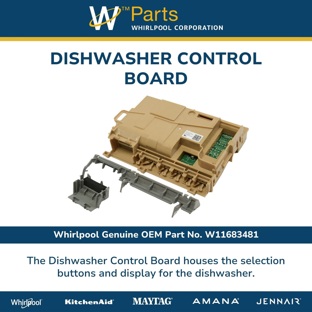 Whirlpool W11683481 Genuine OEM Dishwasher Control Board Replacement Part