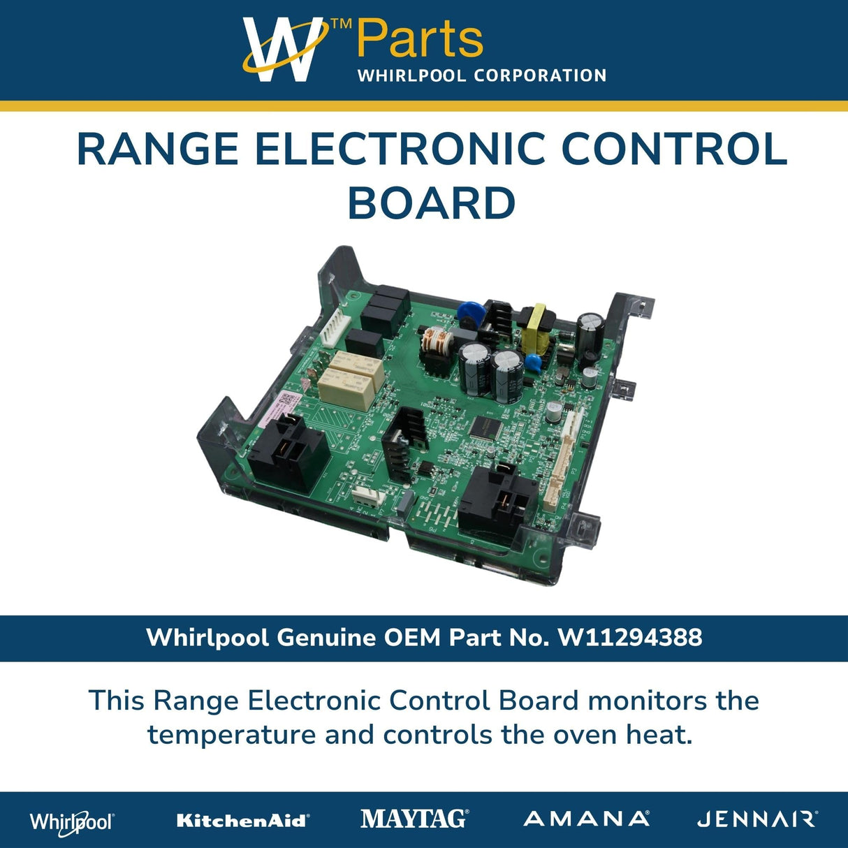 Whirlpool W11294388 Genuine OEM Range Electronic Control Board Replacement Part - Replaces W10850871
