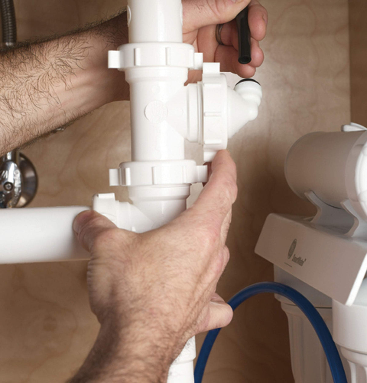 GE GXRM10RBL Reverse Osmosis System & Under Sink Water Filter Faucet & Easy Install Kit