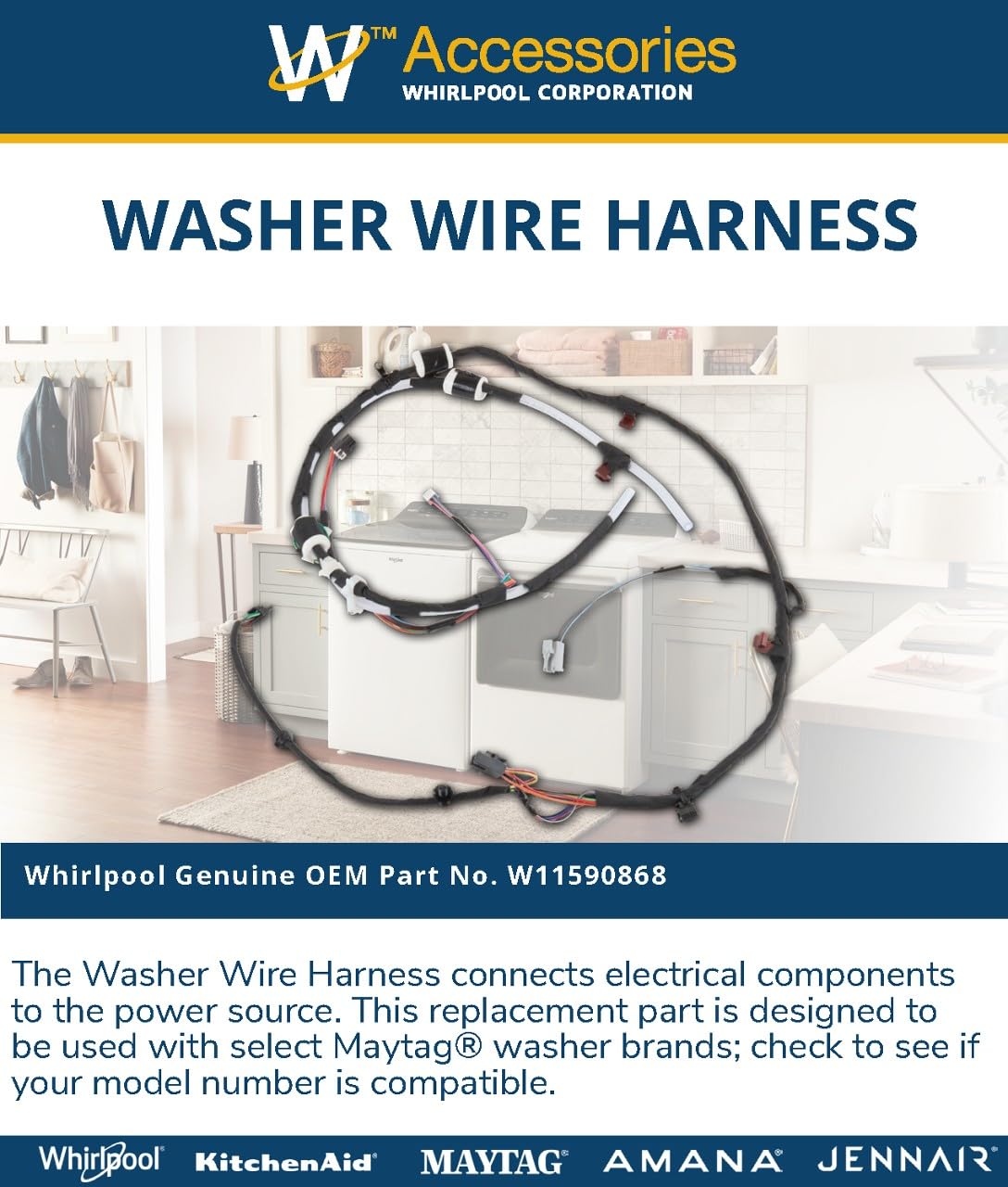 Whirlpool W11590868 Genuine OEM Washer Wire Harness