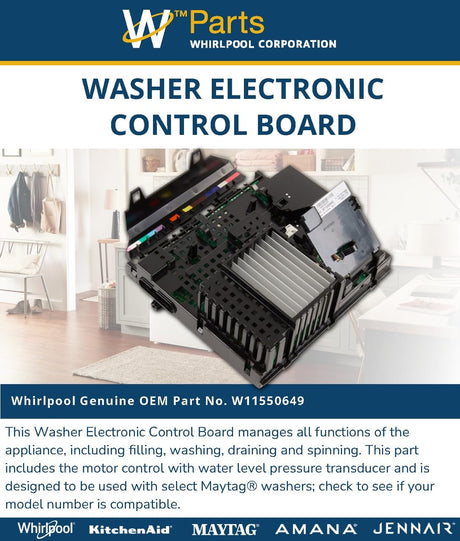 Whirlpool W11550649 Genuine OEM Washer Electronic Control Board