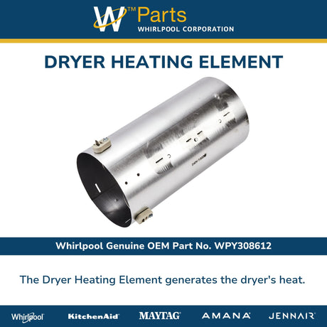 Whirlpool WPY308612 Genuine OEM Dryer Heating Element Replacement Part - Replaces 307184 and Y308612