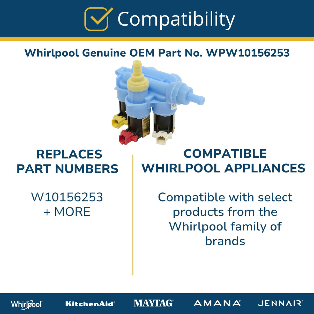 Whirlpool WPW10156253 Genuine OEM Washer Water Inlet Valve Assembly