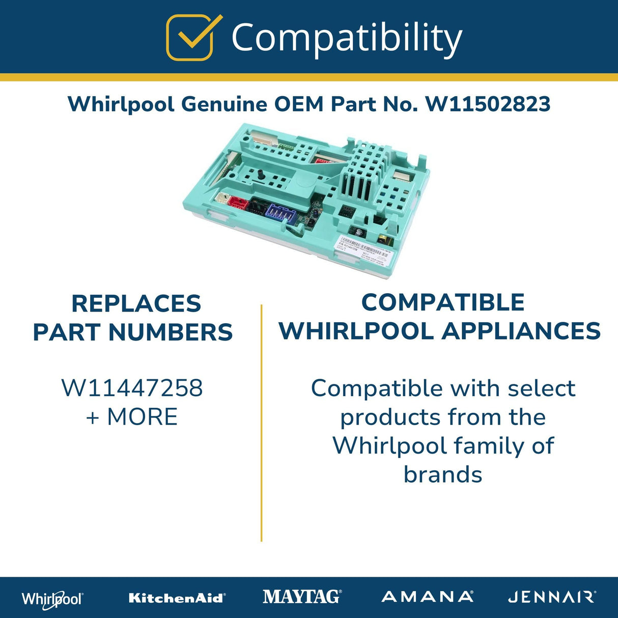 Whirlpool W11502823 Genuine OEM Washer Electronic Control Board