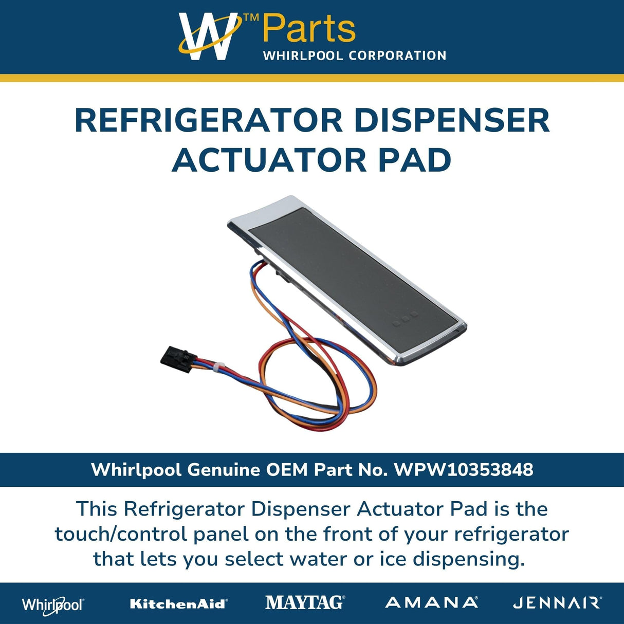 Whirlpool WPW10353848 Genuine OEM Refrigerator Dispenser Actuator Pad Replacement Part - Replaces W10353848