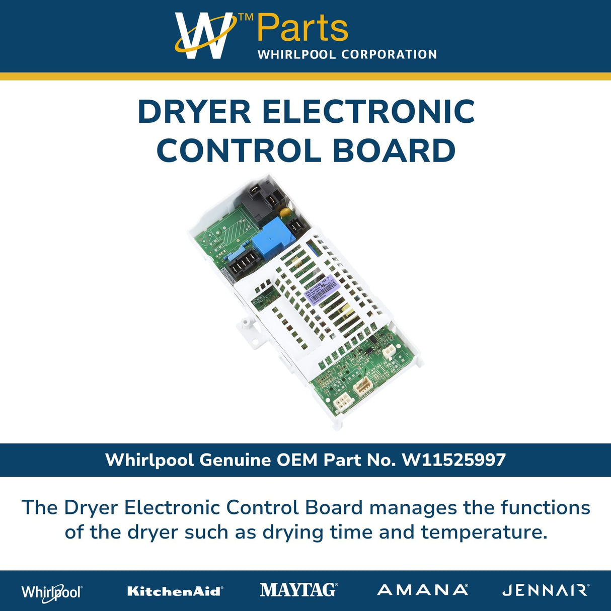 Whirlpool W11525997 Genuine OEM Dryer Electronic Control Board