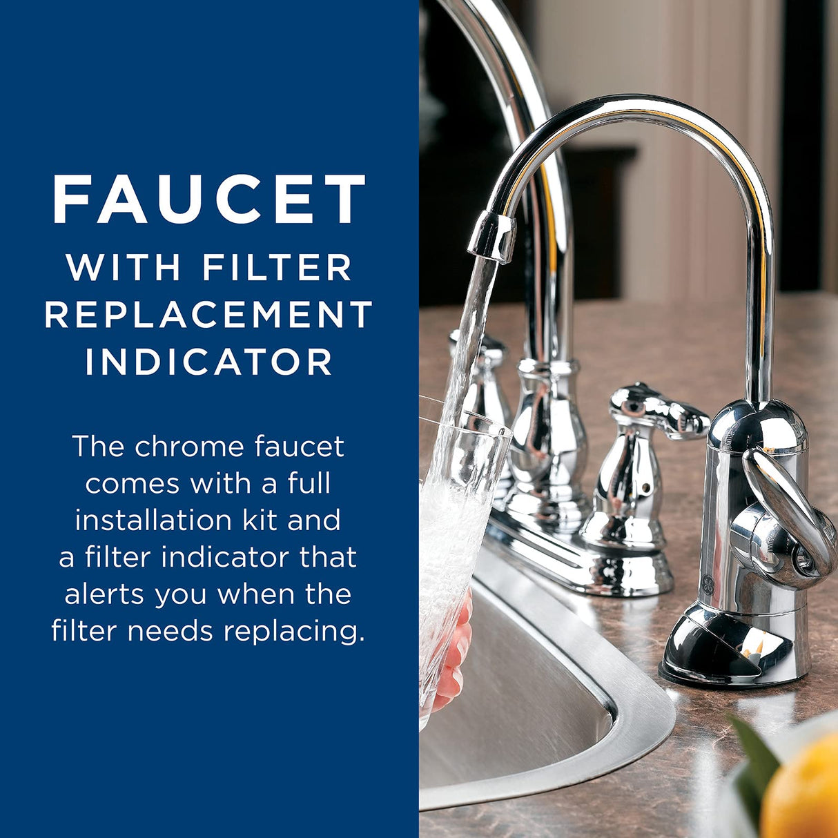 GE GXRM10RBL Reverse Osmosis System & Under Sink Water Filter Faucet & Easy Install Kit